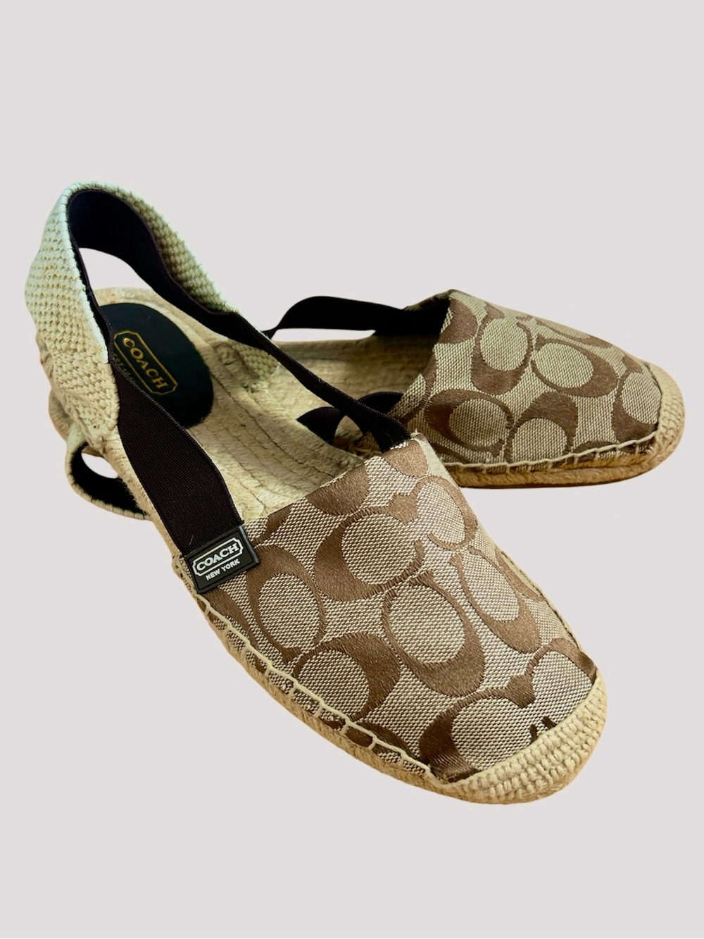 COACH Rayanne Shoes Bohemian Canvas Espadrille Slingback Flats
